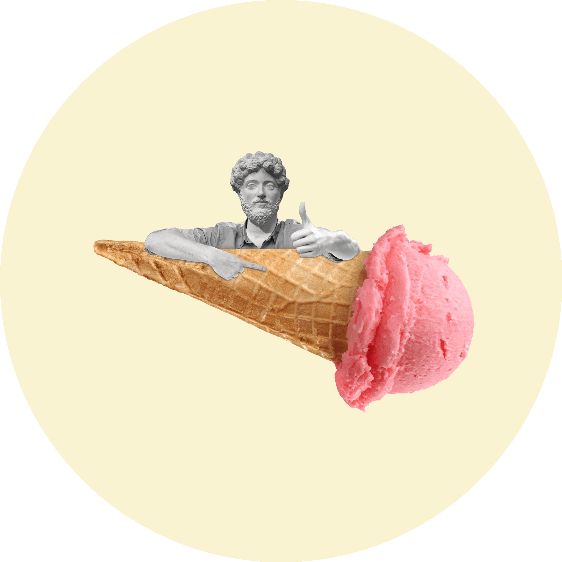 Quality Assurance Statue with Ice Cream