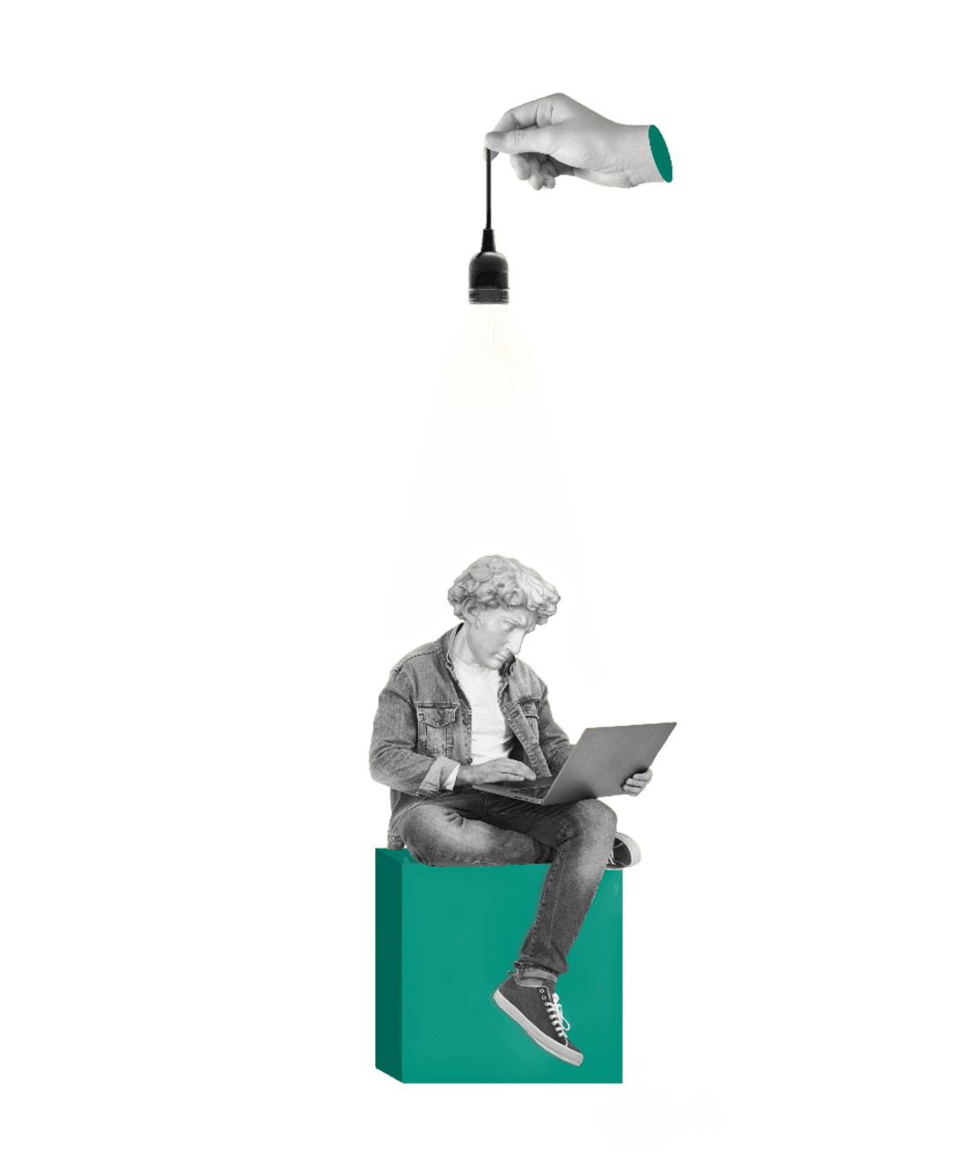 Statue with a laptop